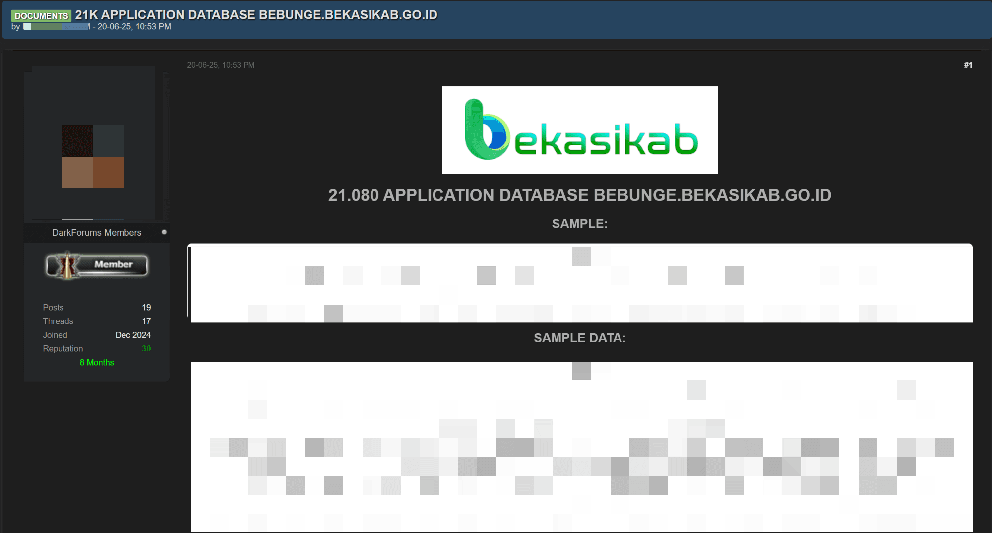 Рисунок 13. Объявление в дарквебе о продаже данных пользователей государственного портала
