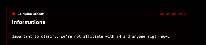 Рисунок 19. Заявление группировки Lapsus$