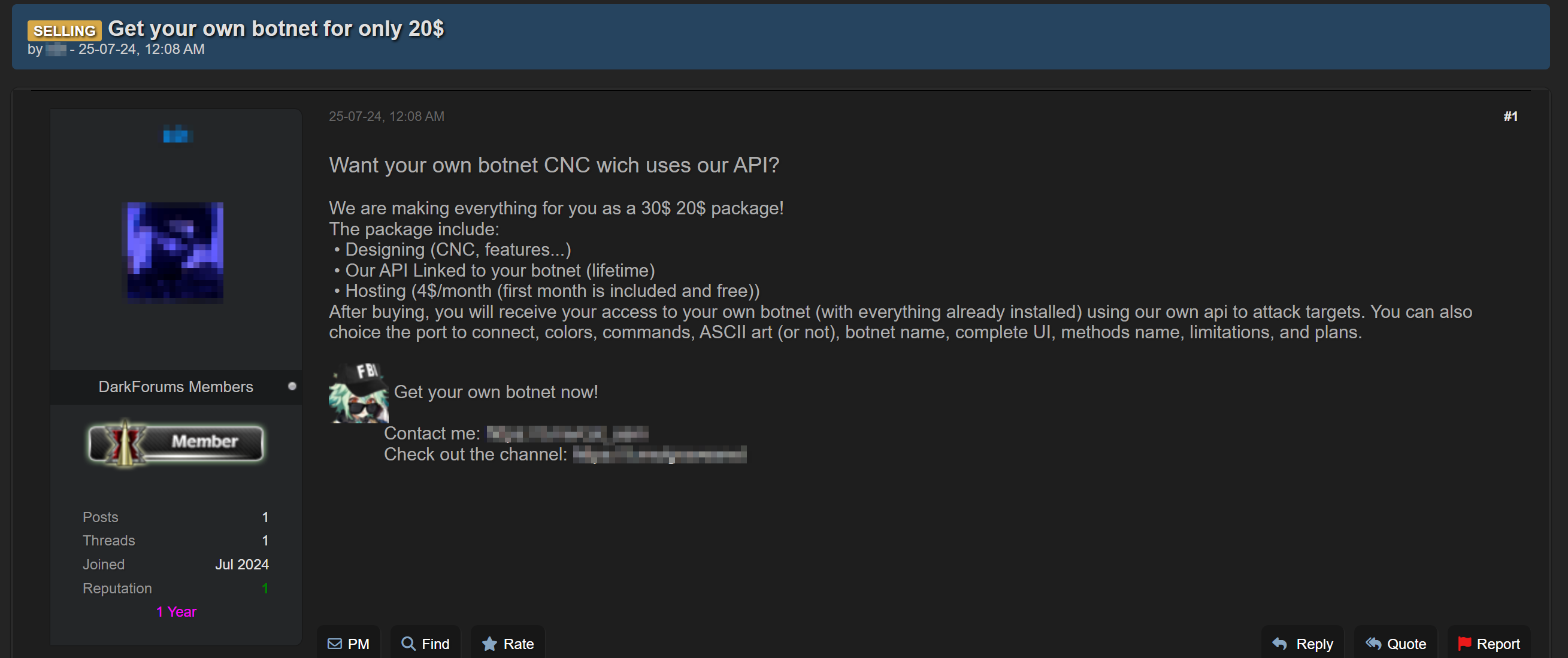Рисунок 19. Предложение услуг по разработке ботнета