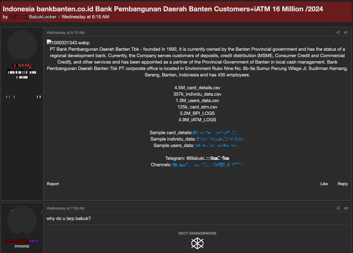 Рисунок 47. Сообщение представителя группировки Vect