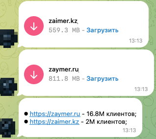 Рисунок 6. Пост с раздачей базы данных компании «Займер»