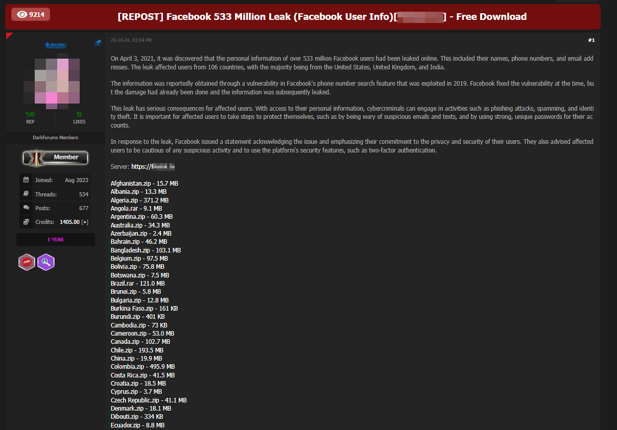 Рисунок 7. Раздача данных о пользователях соцсети от 2021 года