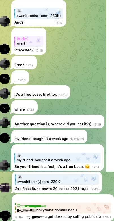 Рисунок 7. Сообщение о продаже базы данных